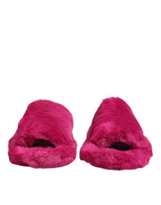 Dolce & Gabbana Pink Acrylic Faux Fur Slides Sandals