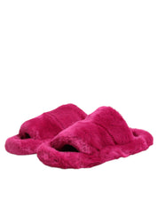 Dolce & Gabbana Pink Acrylic Faux Fur Slides Sandals