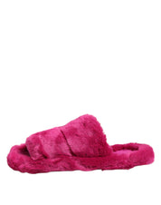 Dolce & Gabbana Pink Acrylic Faux Fur Slides Sandals