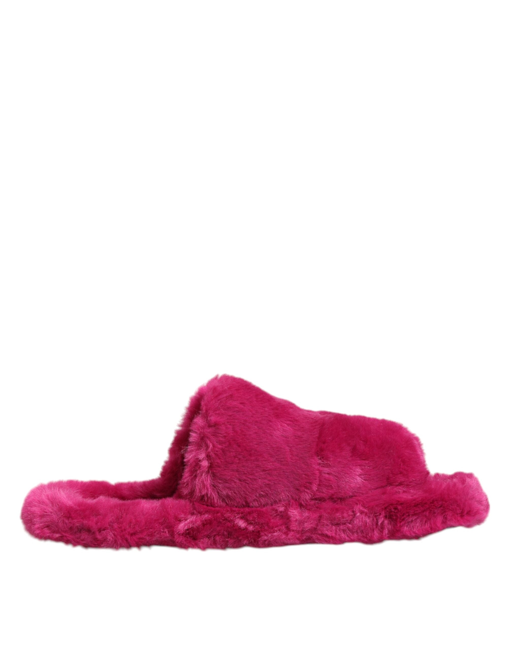 Dolce & Gabbana Pink Acrylic Faux Fur Slides Sandals