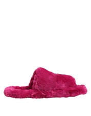 Dolce & Gabbana Pink Acrylic Faux Fur Slides Sandals