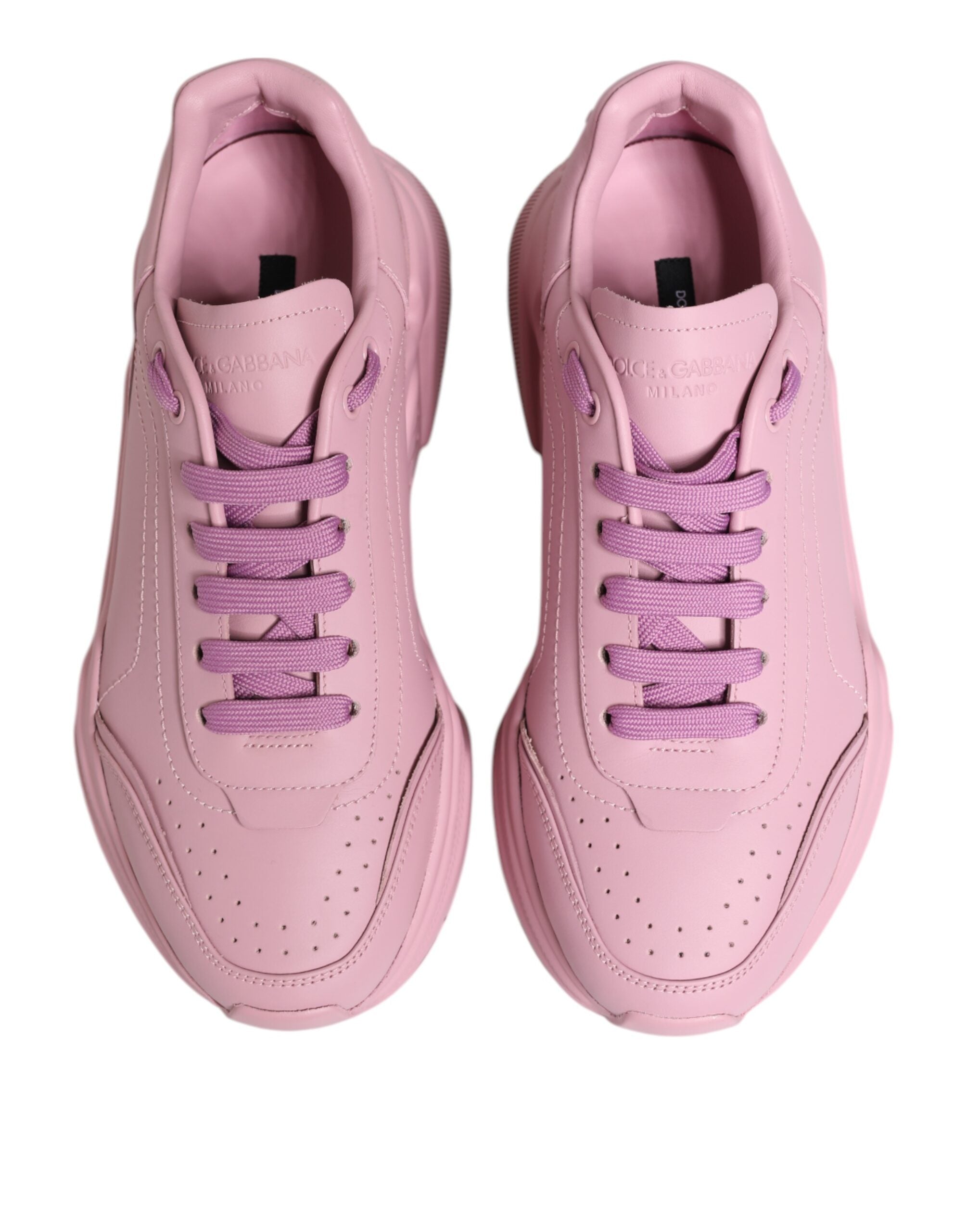 Dolce & Gabbana Pink Calfskin Low Top Sneakers