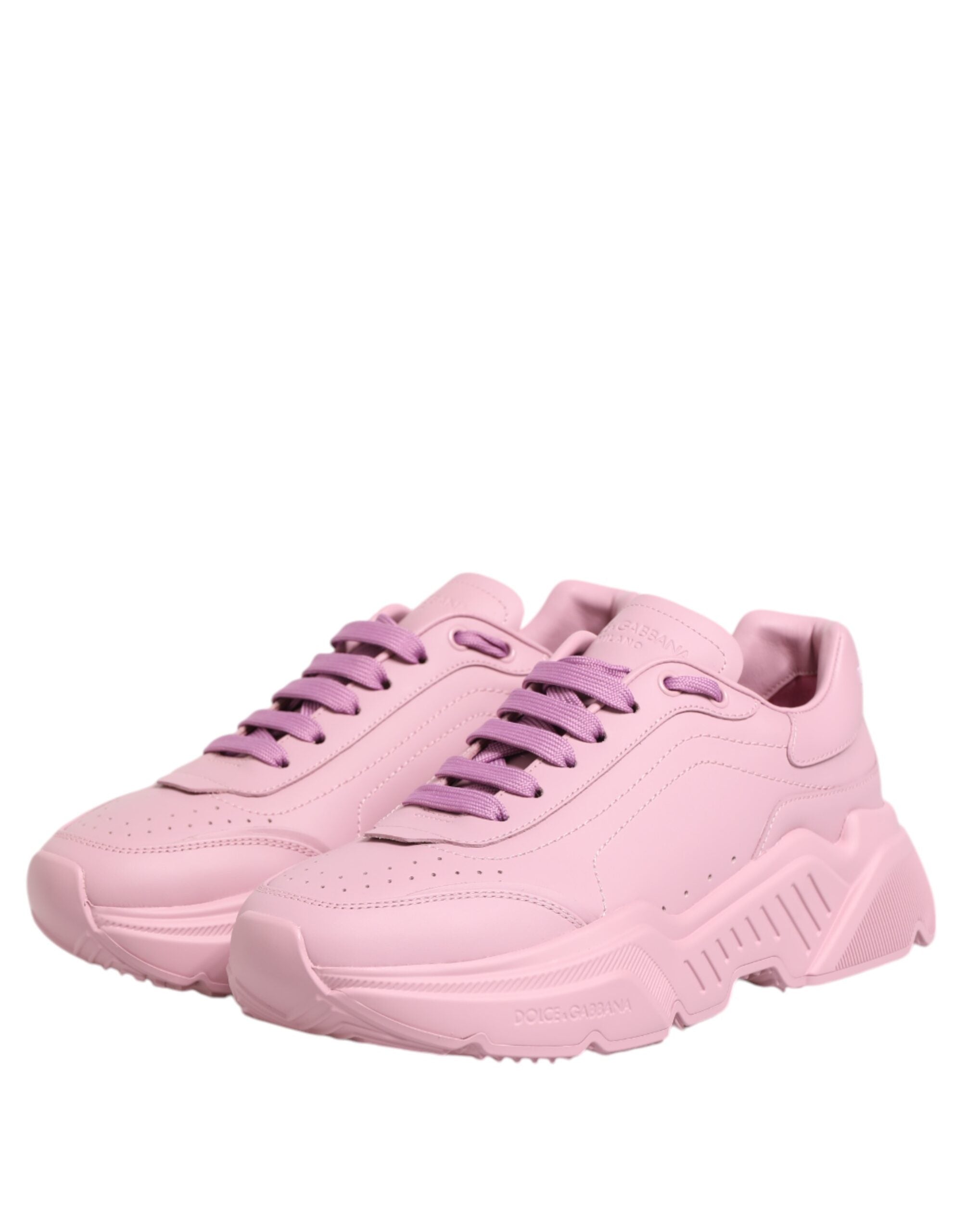 Dolce & Gabbana Pink Calfskin Low Top Sneakers