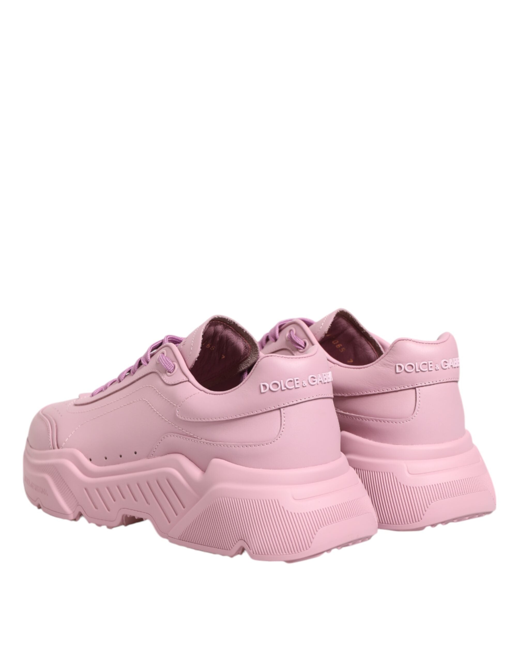 Dolce & Gabbana Pink Calfskin Low Top Sneakers