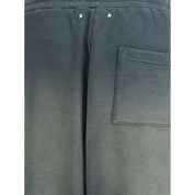 Blue Cotton Sweatpants with Embroidered Signature