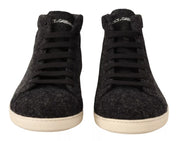 Gray Wool Cotton Casual High Top Sneakers