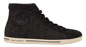 Gray Wool Cotton Casual High Top Sneakers