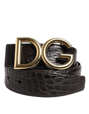Dolce & Gabbana Black Caiman Leather Belt