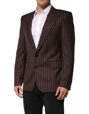 Black Brown Stripe Single Breasted Blazer