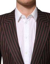 Black Brown Stripe Single Breasted Blazer