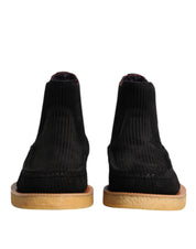 Black Calf Suede Slip On Ankle Boots Shoes