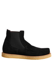 Black Calf Suede Slip On Ankle Boots Shoes