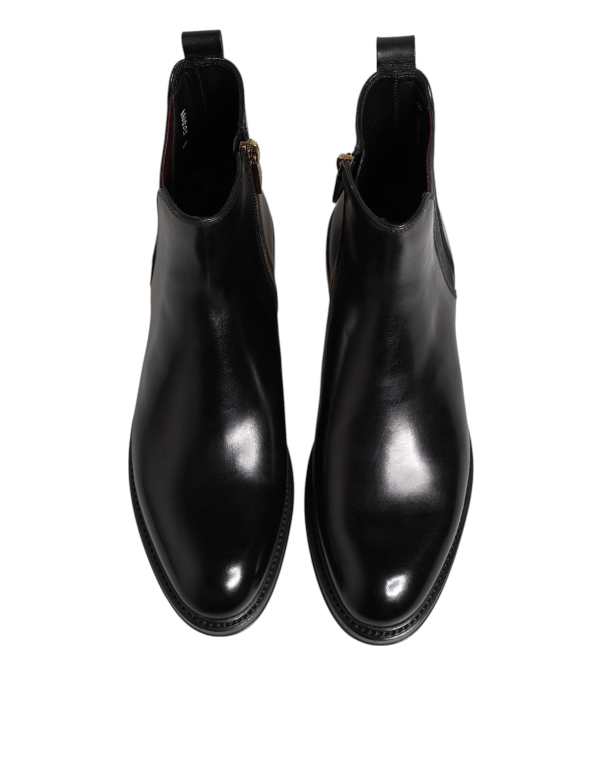Dolce & Gabbana Black Leather Chelsea Mid Calf Boots