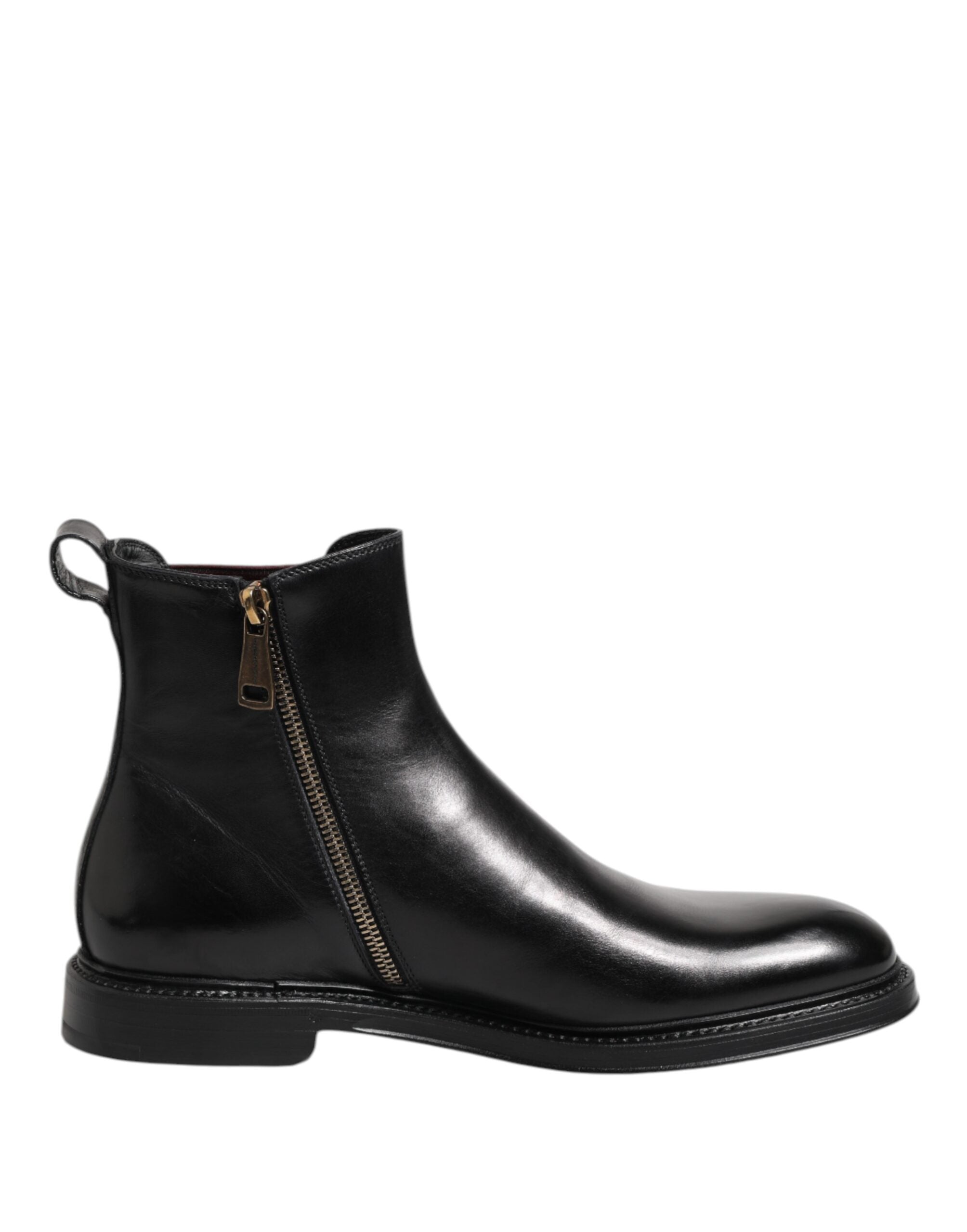 Dolce & Gabbana Black Leather Chelsea Mid Calf Boots
