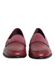 Dolce & Gabbana Burgundy Calfskin Formal Slip-On Shoes