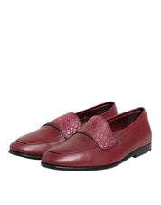 Dolce & Gabbana Burgundy Calfskin Formal Slip-On Shoes