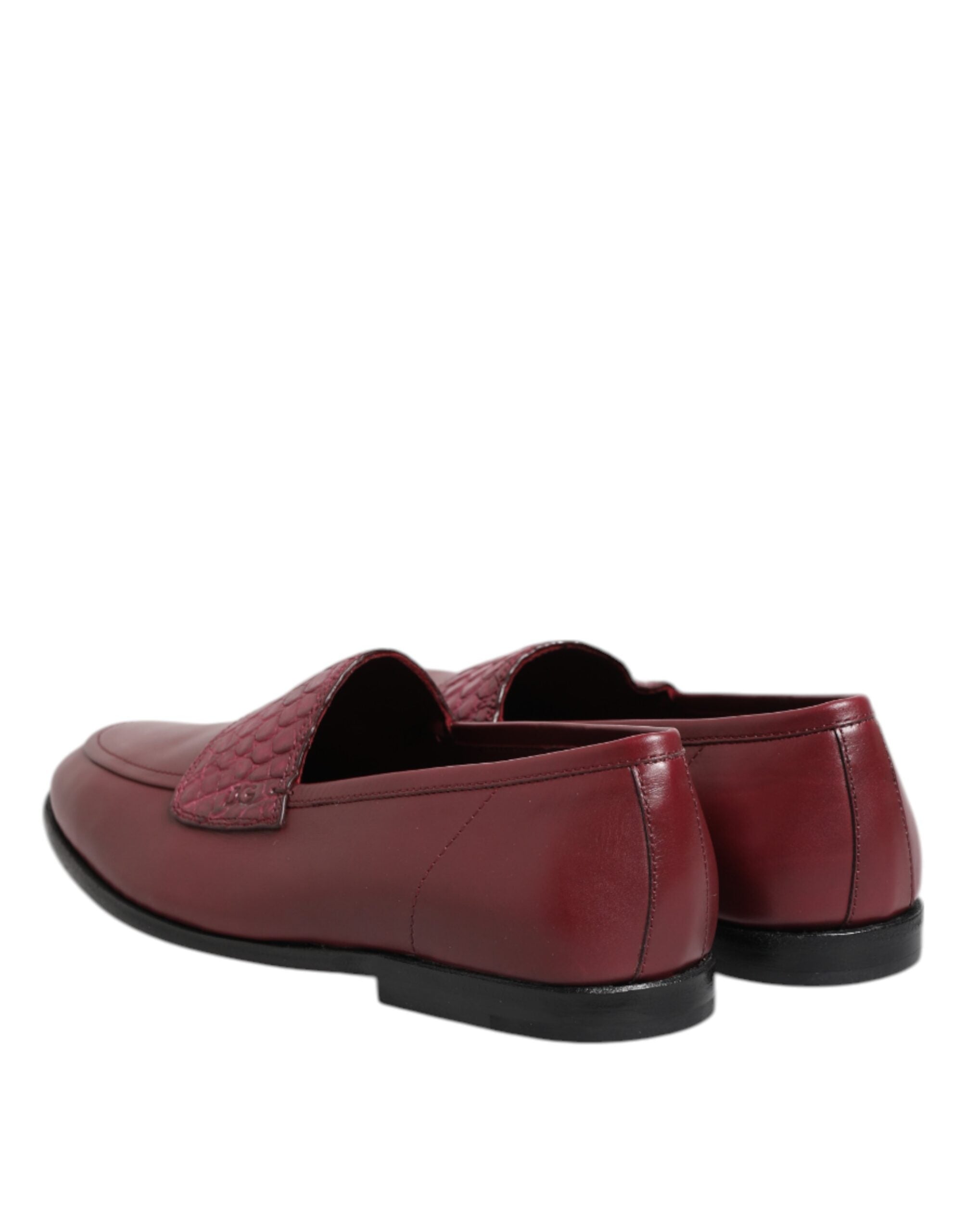 Dolce & Gabbana Burgundy Calfskin Formal Slip-On Shoes