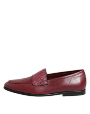 Dolce & Gabbana Burgundy Calfskin Formal Slip-On Shoes