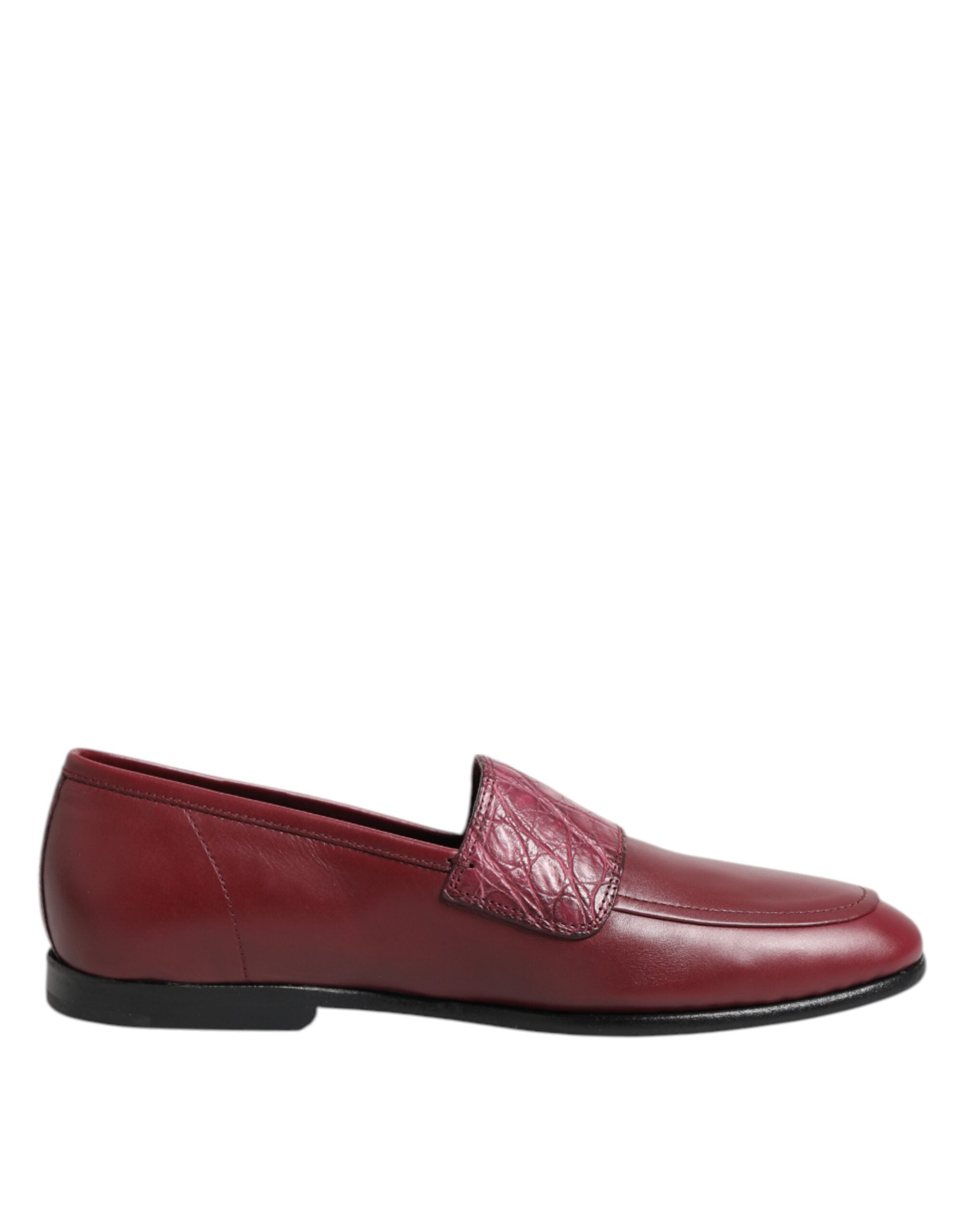 Dolce & Gabbana Burgundy Calfskin Formal Slip-On Shoes