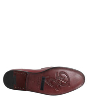 Dolce & Gabbana Burgundy Calfskin Formal Slip-On Shoes