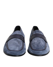 Dolce & Gabbana Blue Suede Leather Moccasin Loafers