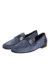 Dolce & Gabbana Blue Suede Leather Moccasin Loafers