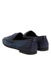 Dolce & Gabbana Blue Suede Leather Moccasin Loafers
