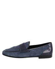 Dolce & Gabbana Blue Suede Leather Moccasin Loafers