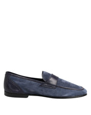 Dolce & Gabbana Blue Suede Leather Moccasin Loafers