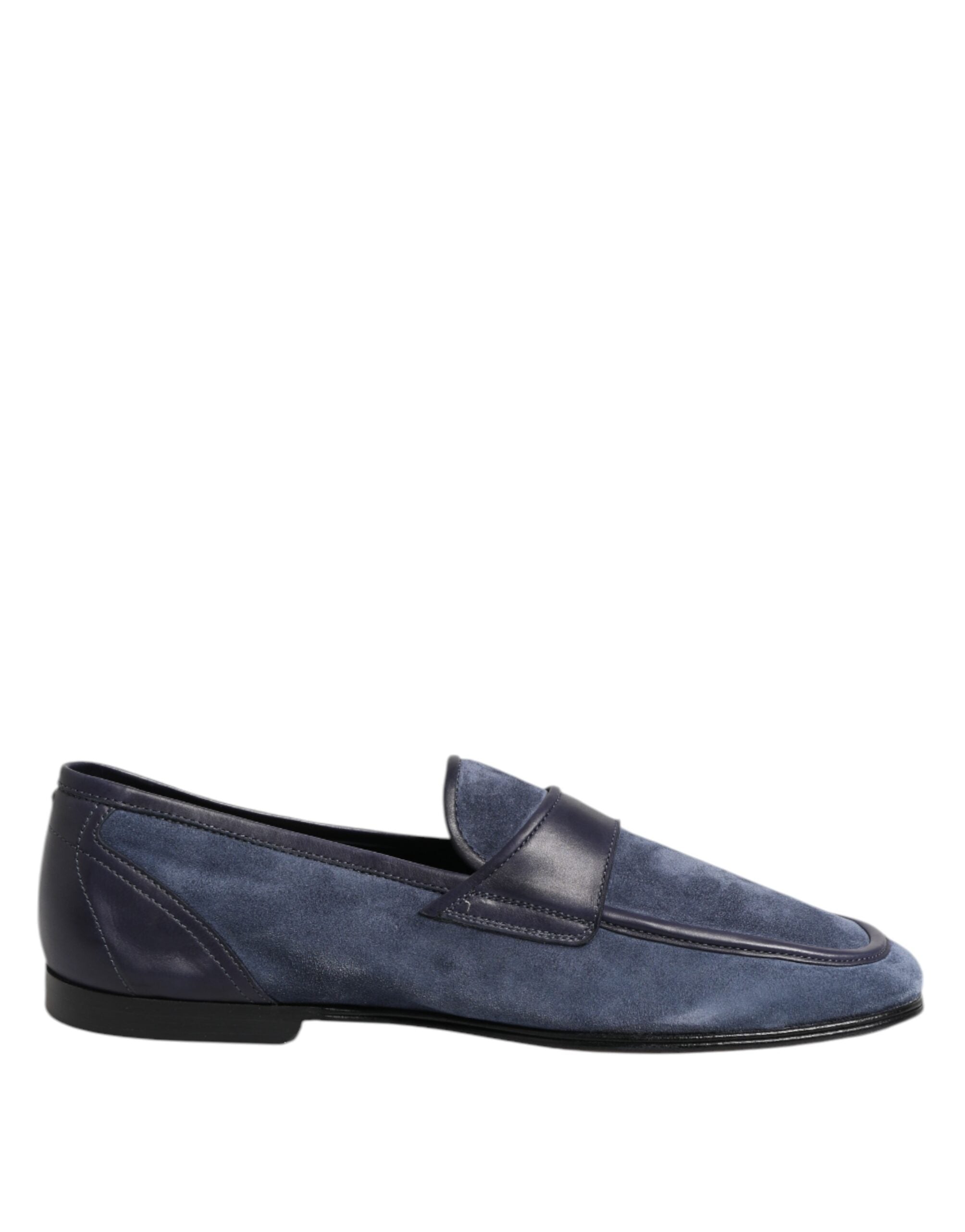 Dolce & Gabbana Blue Suede Leather Moccasin Loafers