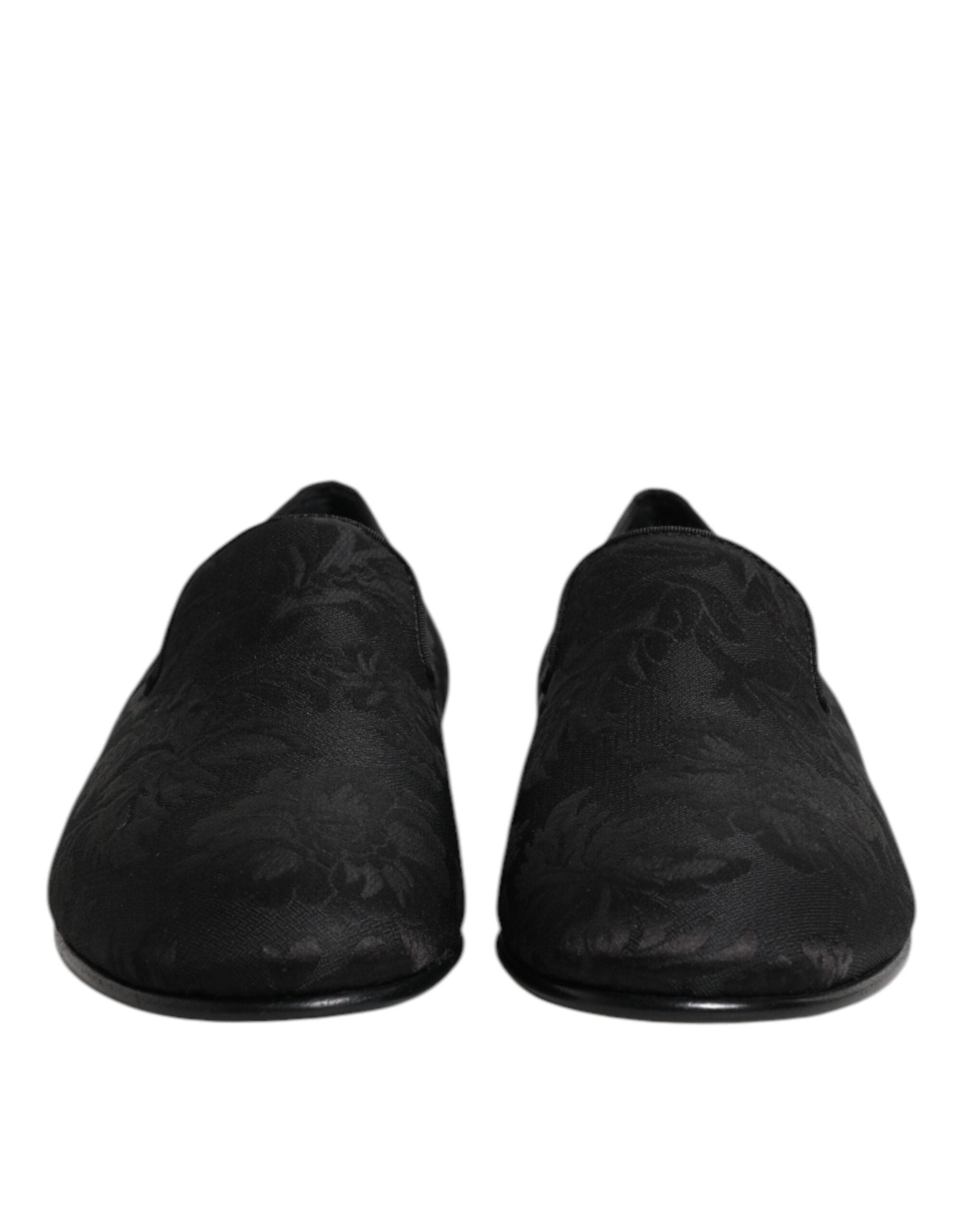 Dolce & Gabbana Black Floral Brocade Loafers