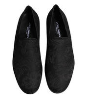 Dolce & Gabbana Black Floral Brocade Loafers