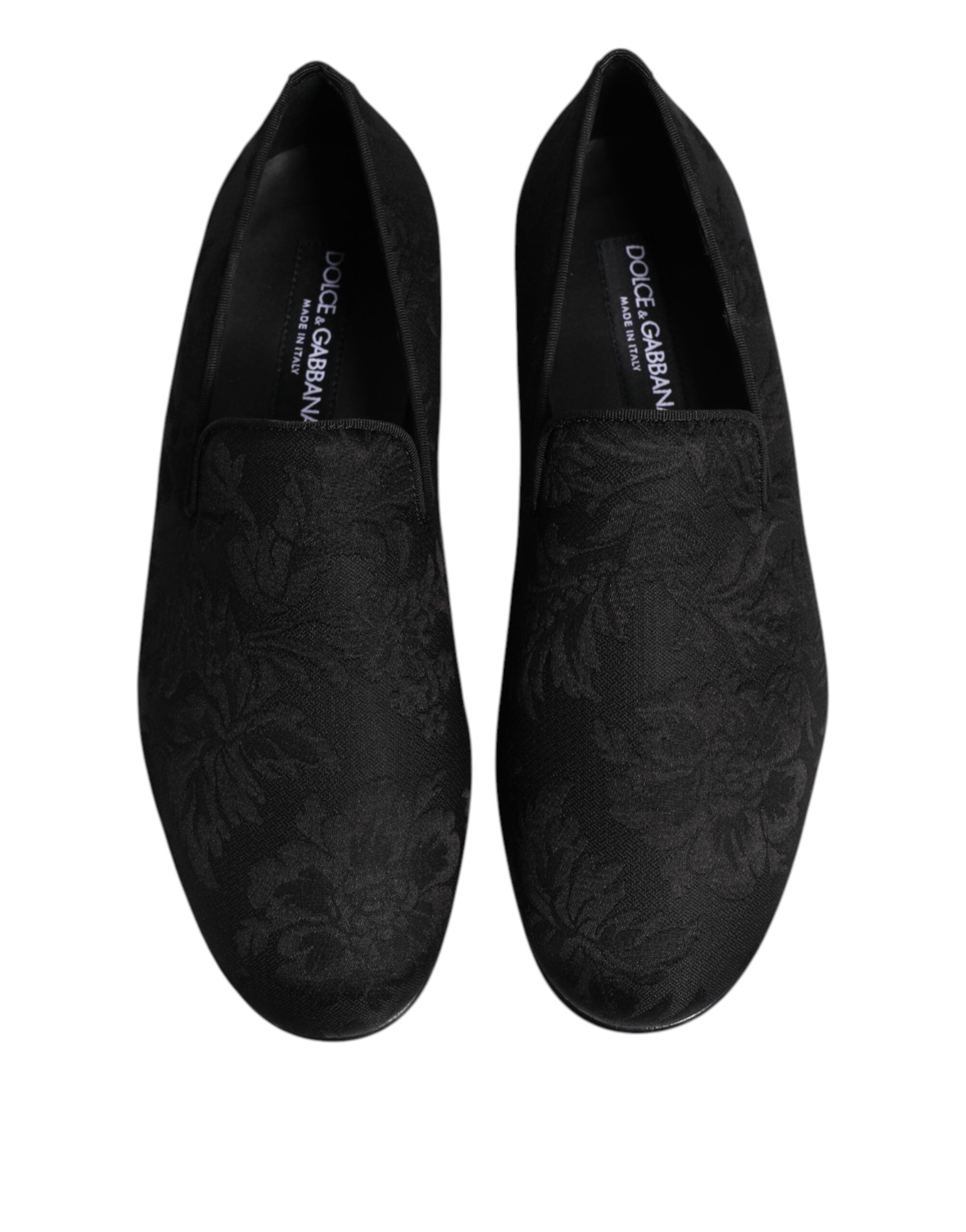 Dolce & Gabbana Black Floral Brocade Loafers