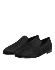 Dolce & Gabbana Black Floral Brocade Loafers