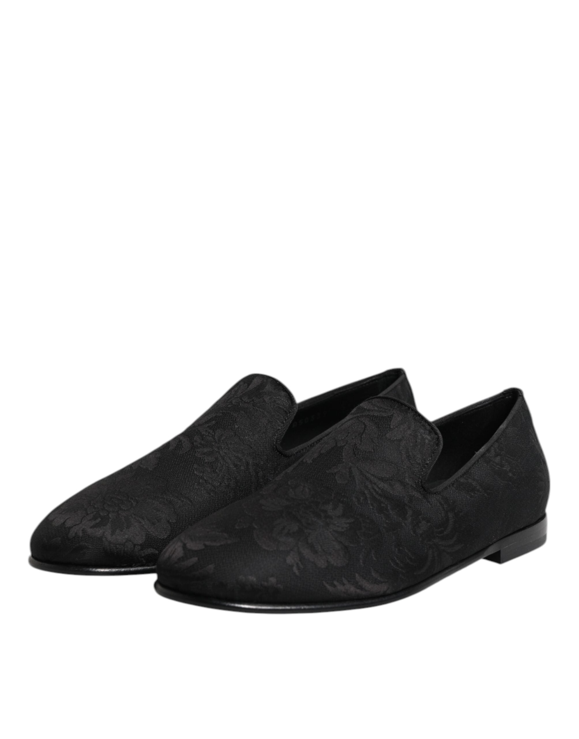 Dolce & Gabbana Black Floral Brocade Loafers