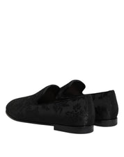 Dolce & Gabbana Black Floral Brocade Loafers