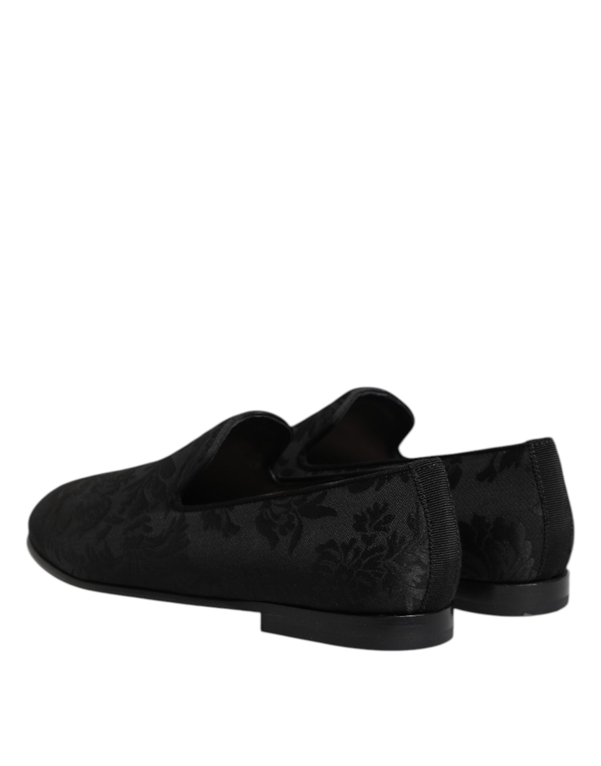 Dolce & Gabbana Black Floral Brocade Loafers