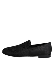 Dolce & Gabbana Black Floral Brocade Loafers