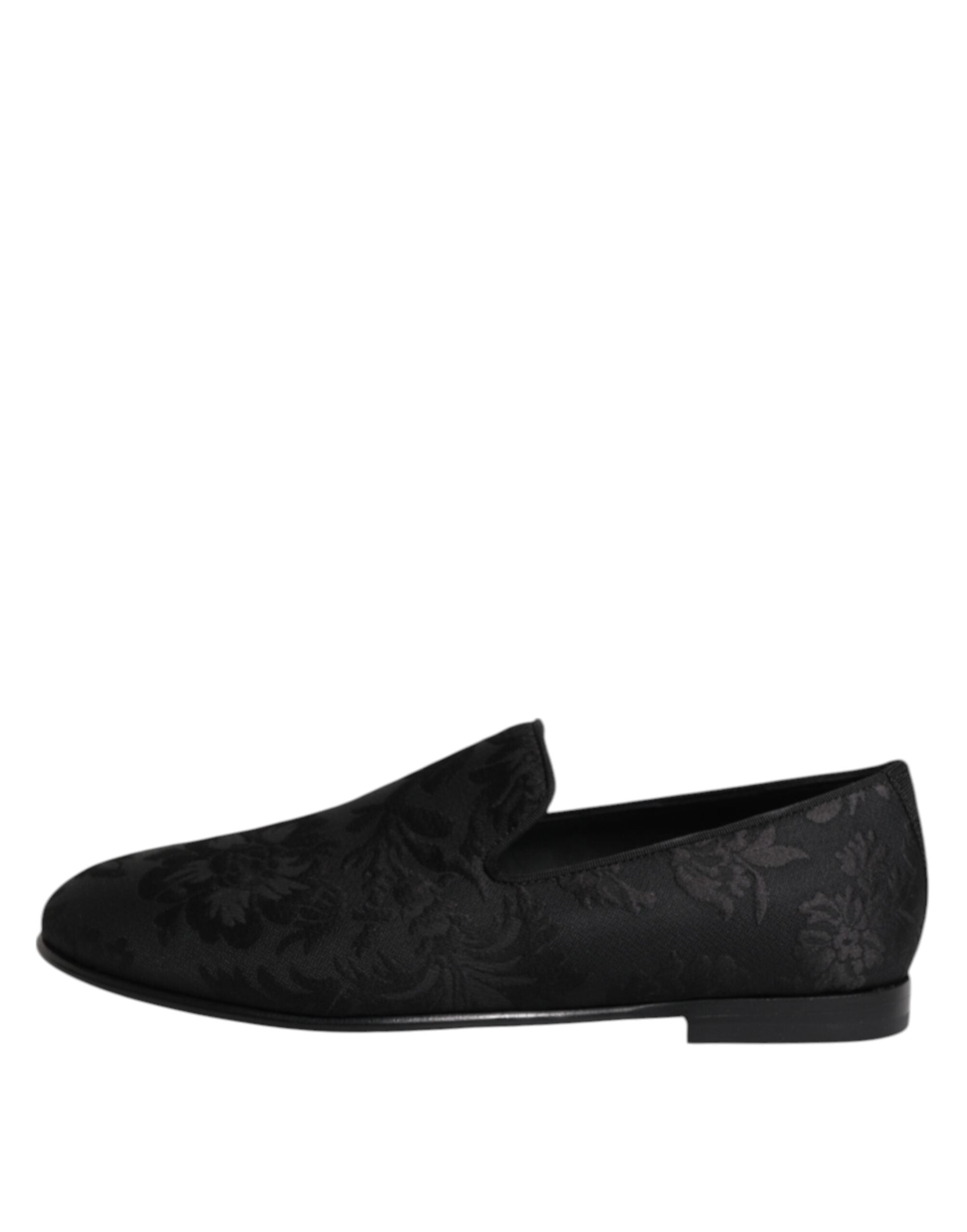 Dolce & Gabbana Black Floral Brocade Loafers