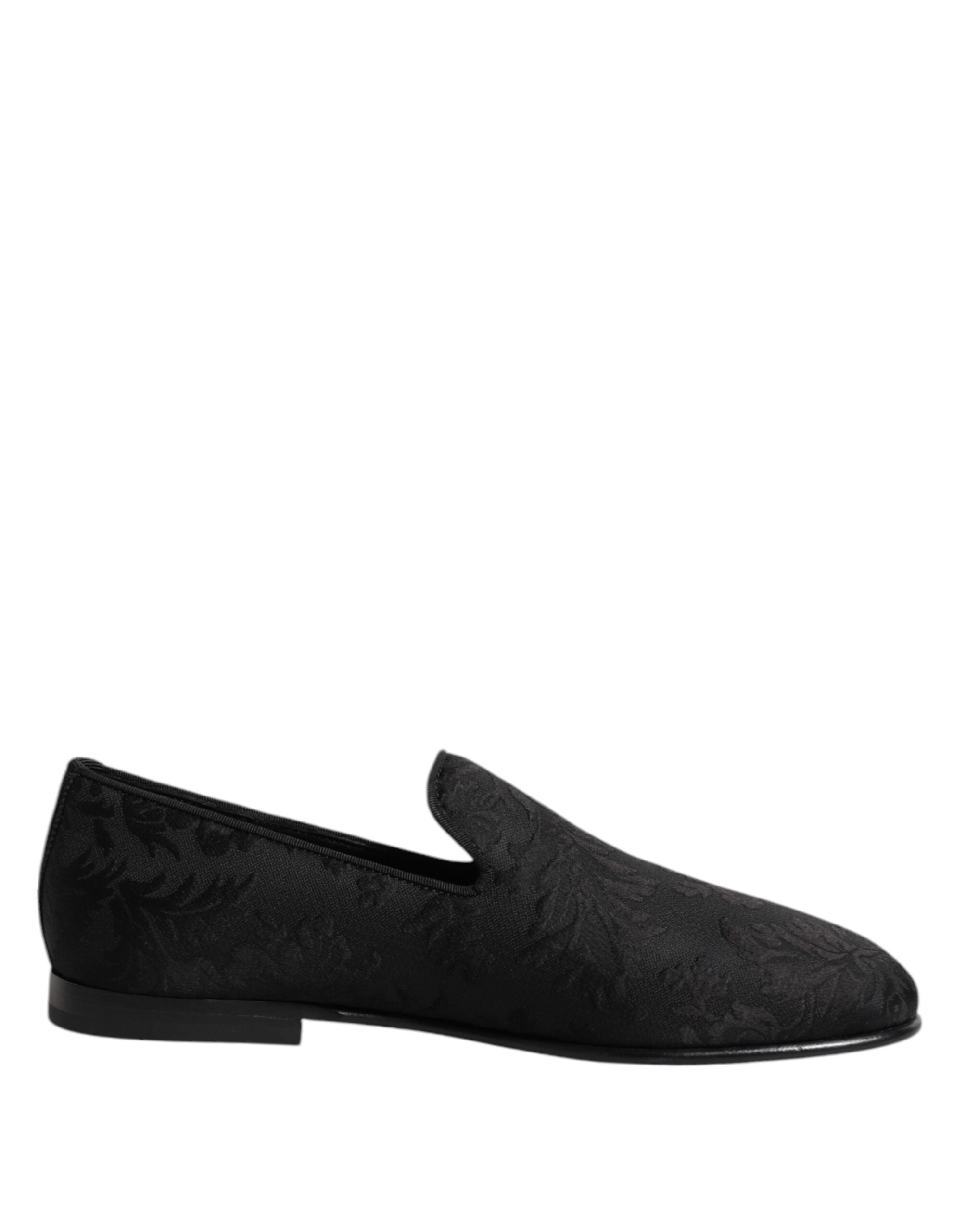 Dolce & Gabbana Black Floral Brocade Loafers