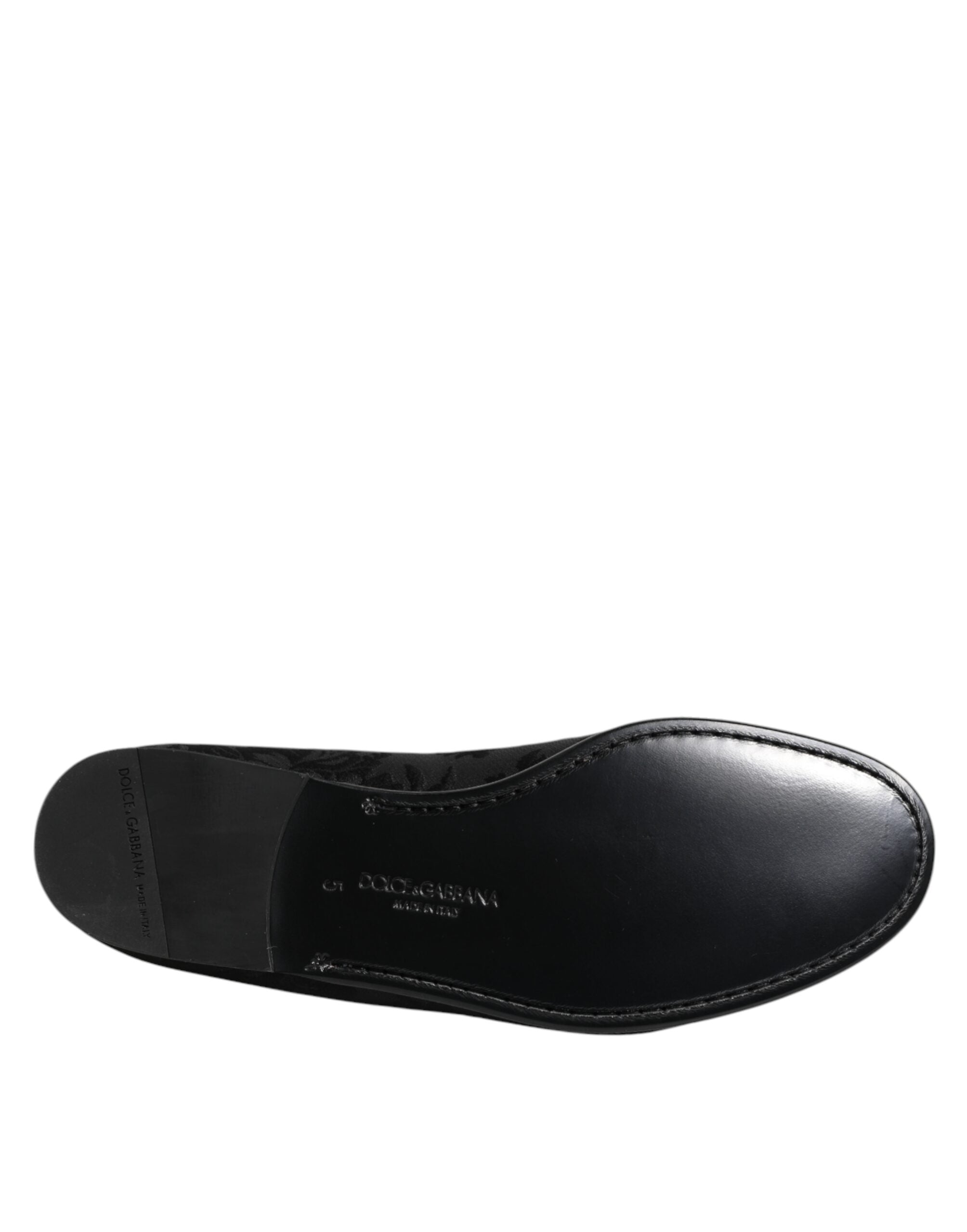 Dolce & Gabbana Black Floral Brocade Loafers
