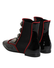 Black Jackie Buttoned Chelsea Boots Shoes