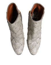 Off White Leather Heels Ankle Boots Shoes