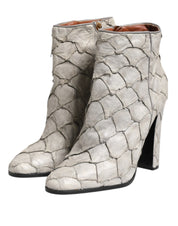 Off White Leather Heels Ankle Boots Shoes
