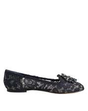 Blue Taormina Lace Crystals Flats Shoes