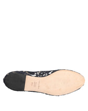 Blue Taormina Lace Crystals Flats Shoes