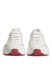 Dolce & Gabbana White Pink Calf Leather Low Top Sneakers