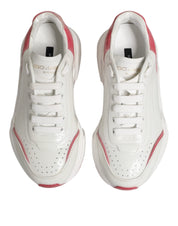 Dolce & Gabbana White Pink Calf Leather Low Top Sneakers