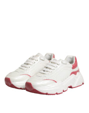 Dolce & Gabbana White Pink Calf Leather Low Top Sneakers