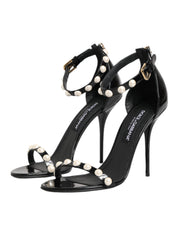 Black KEIRA Pearl Embellished Sandals Shoes